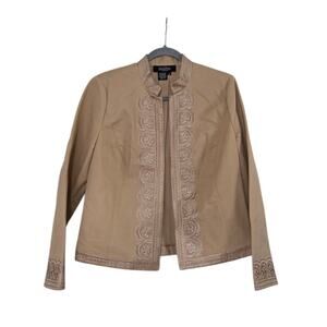 Veste Femme Peck & Peck - Taille 12 - Marron Brodé Blanc - Occasion Très Bon état - Style Blazer